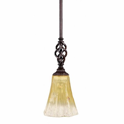 Toltec Lighting Elegante 1 - Light Pendant in  Dark Granite with 5.5" Fluted Gold Champagne Crystal Shade