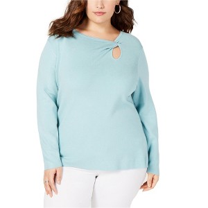 I.N.C International Concepts Womens Twist-Front Pullover Sweater, Green, 1X - 1 of 1