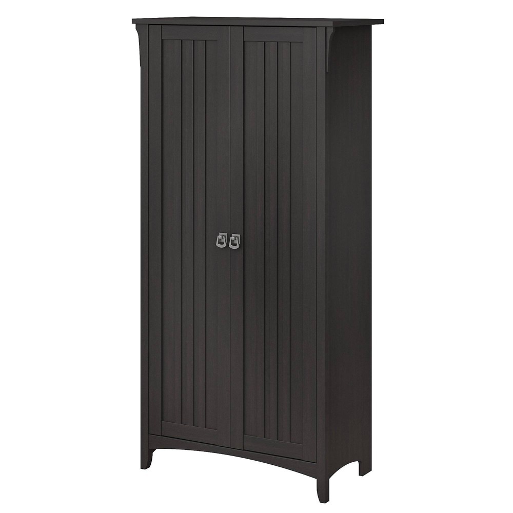 Salinas Tall Storage Cabinet with Doors Vintage Black - Bush Furniture: Nautical Style, 5 Shelves, MDF Construction