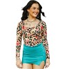 Women's Leopard Floral Print Ribbed Square Neckline Top - Lucky & Blessed - 3 of 3