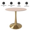 LeisureMod Bristol 27" Round Dining Table – Sintered Stone Top Accent Café Table & Sturdy Steel Gold Pedestal Base for Kitchen and Small Spaces - 3 of 4