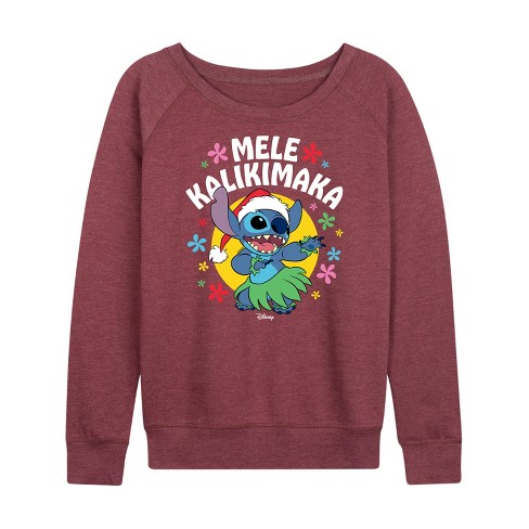 Women s Disney Mele Kalikimaka Lightweight French Terry Slouchy Heather Maroon 4x Target