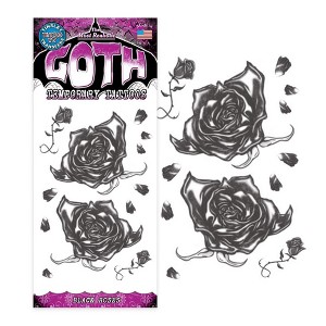 Tinsley Transfers Black Roses Goth Tattoo Costume Accessory - 1 of 4