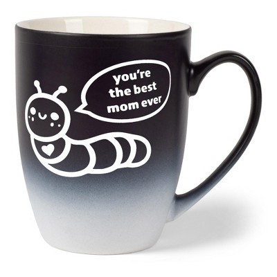 Elanze Designs Mother's Day Appreciation Coffee Cup Mug 12 Ounce Ceramic With Ombre Gradient Best Mom Ever Caterpillar Black and White