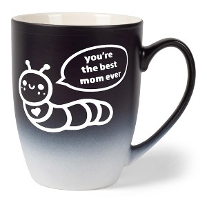 Elanze Designs Mother's Day Appreciation Coffee Cup Mug 12 Ounce Ceramic With Ombre Gradient Best Mom Ever Caterpillar Black and White - 1 of 4