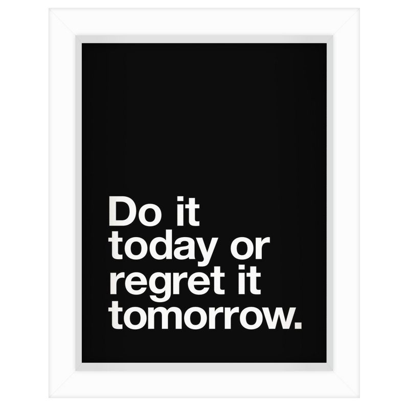 Americanflat Minimalist Motivational Do It Today Or Regret It Tomorrow' By Motivated Type Shadow Box Framed Wall Art Home Decor, 1 of 9