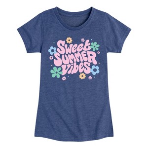 Girls' - Instant Message - Sweet Summer Vibes -Youth Girls Short Sleeve T-Shirt Fitted Short Sleeve Graphic T-Shirt - 1 of 4
