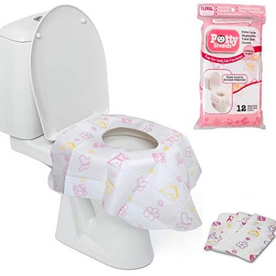 Travel Friendly Packaging For Adult Use & Kids Potty Training | Potty Seat Covers 10 Packs 100 Count Flushable Banana Basics X-Large Disposable Paper Toilet Seat Covers 