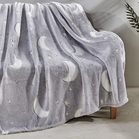 Star Moon Micro Plush All Season Throw Blanket 50" X 60" Gray by Plazatex - image 1 of 3