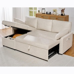 AMERLIFE 2 in 1 Pull Out Sofa Bed with Storage Chaise - 1 of 4