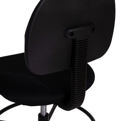 Black Adjustable Fabric Drafting Chair with Swivel