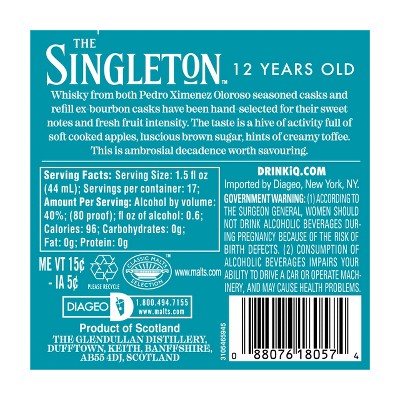 Singleton of Glendullan 12yr Single Malt Scotch Whisky - 750ml Bottle