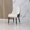 Set of 2 Modern White PU Upholstered Dining Chairs with Curved Back, Stylish Armchairs for Kitchen or Dining Room-Panipeachy - 3 of 4