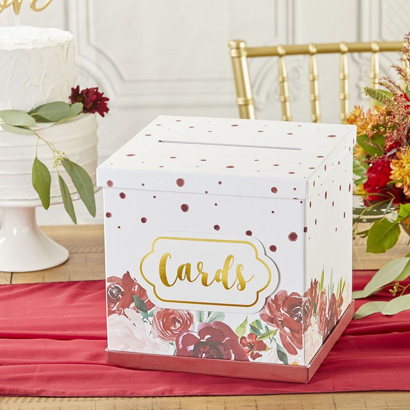 Kate Aspen Burgundy Blush Floral Collapsible Card Box | 28506NA, 5 of 8