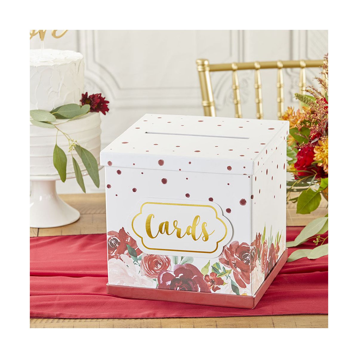 Kate Aspen Burgundy Blush Floral Collapsible Card Box | 28506NA - thumbnail 5