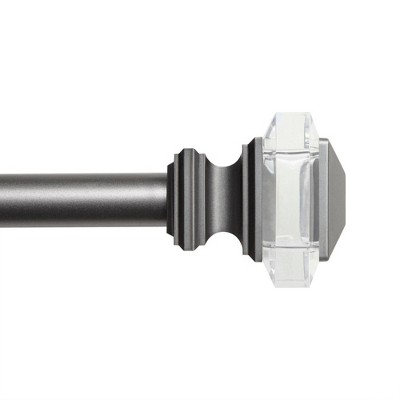 Gunmetal Adjustable Curtain Rod with Acrylic Finials, 66"-120"