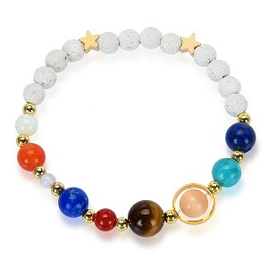 Women's Solar System Natural Stone Bead Stretch Bracelet - ELYA - 1 of 4