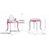 Angel Sar Kids Vanity Set, Wooden Makeup Dressing Table with 360° Rotating Mirror, Stool, Anti-Slip Foot Pads, Pink Princess Design - 4 of 4