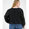 Tommy Hilfiger Womens Metallic Dot Blouson Sleeve Knit Blouse, Black, 2X - 2 of 2