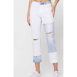 Women's Color Block Rolled Cuff friend Jeans - FLYING MONKEY - 1 of 4