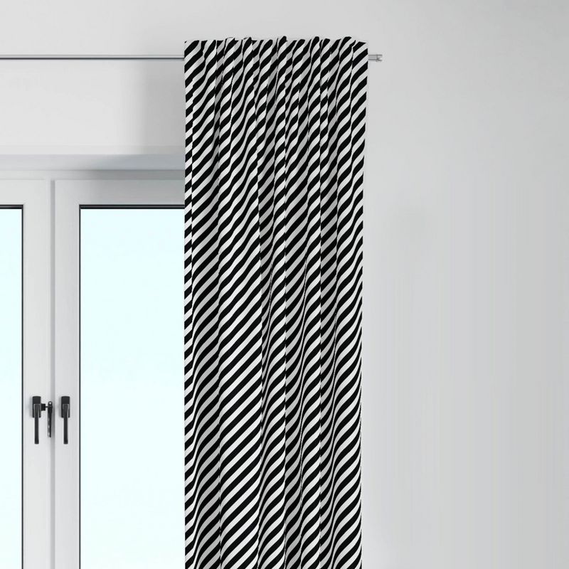 Bacati - Love Black Warp Stripes Cotton Printed Single Window Curtain Panel, 1 of 6
