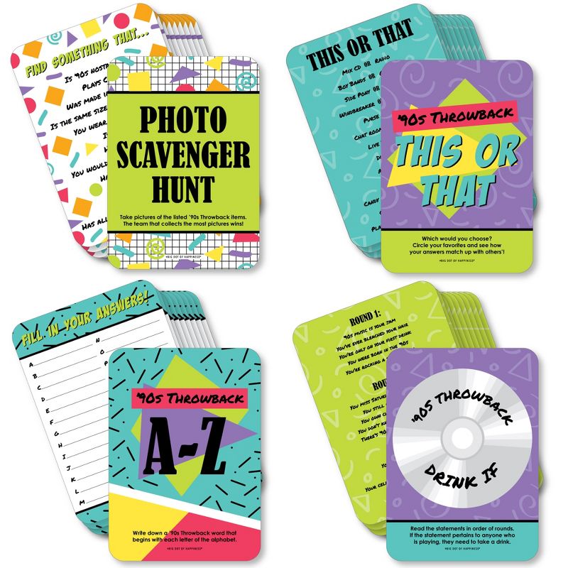 Big Dot of Happiness 90’s Throwback - 4 1990s Party Games - 10 Cards Each - Gamerific Bundle, 1 of 9
