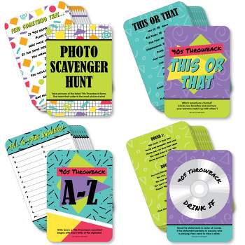 Big Dot of Happiness 90’s Throwback - 4 1990s Party Games - 10 Cards Each - Gamerific Bundle