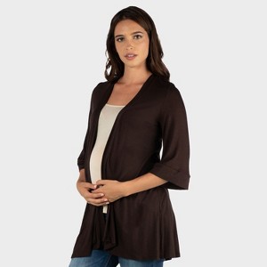 24seven Comfort Apparel Maternity Open Front Jacket with Elbow Sleeve - 1 of 3