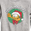 Boys' - Garfield - Happy Holidays Wreath Graphic Long Sleeve Fleece Sweatshirt - 2 of 4