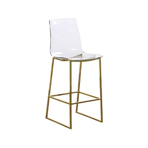 Meridian Furniture,Lumen Gold Metal/Lucite Polycarbonate Stool - 1 of 4