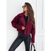 Women Coat Cropped Lapel Jacket - 2 of 3