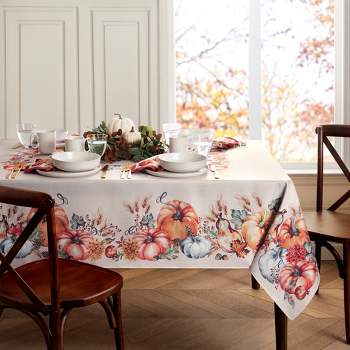 Botanical Harvest Pumpkin Engineered Tablecloth - Elrene Home Fashions