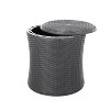 GDFStudio Iven Outdoor Polypropylene Resin Round Storage Side Table, Dark Gray - 4 of 4