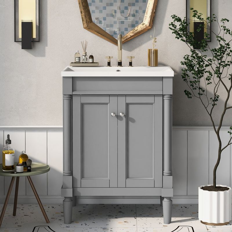 24" Bathroom Vanity with Top Sink and 2 Soft Close Doors - ModernLuxe, 1 of 11
