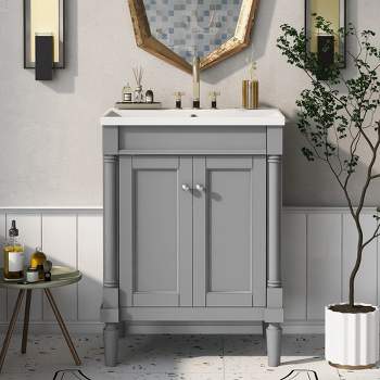 24" Bathroom Vanity with Top Sink and 2 Soft Close Doors - ModernLuxe