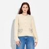 Wicked x Katie Kime Women's Heart Graphic Cardigan - Cream - 2 of 3