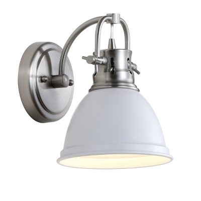 Chrome and White Modern Bathroom Sconce with Chic Shade