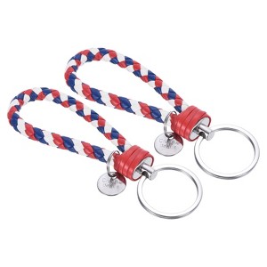 Unique Bargains Braided PU Leather Wallet Keychain with Stainless Steel Key Ring 2 Pcs - 1 of 3
