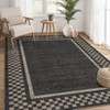 Washable Area Rug Modern Bordered Rugs for Living Room Bedroom Soft Low Pile Non Slip Geometric Checkered Carpet - 3 of 4