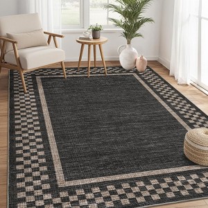 2x6FT Modern Washable Area Rug for Living Room, Bordered Print Floor Rug with Non Slip Backing, Low Pile Stain Resistant Indoor Carpet for Dorm - 1 of 4