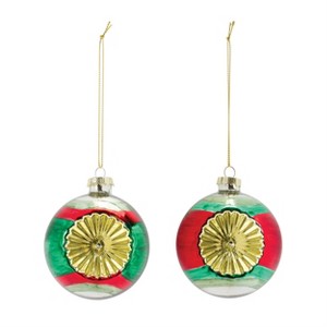 Christmas Glass Reflector Ball Ornaments – 3"D Holiday (Set of 12) by Melrose - 1 of 4