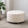 WestinTrends Round Velvet Tufted Storage Ottoman for Living Room Bedroom - 2 of 4