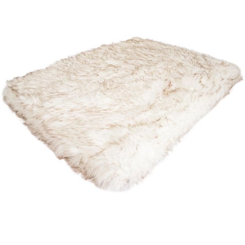 PAW BRANDS PupRug Faux Fur Orthopedic Dog Bed - Rectangle White with Brown Accents (Large/Extra Large (50" L x 35" W)), 4 of 9