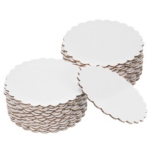 Unique Bargains Disposable Greaseproof Cardboard Scalloped Cake Platters 50 Pcs - 1 of 4