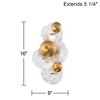 Possini Euro Design Filoli 16" High Modern 2 Light Wall Sconce Light Lamp Fixture Mount Set of 2 Bathroom Bedroom Hardwired Gold Plated Glass Shade - 4 of 4