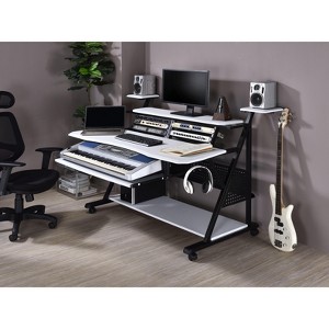 CAVINAS Home Office Desk Morden Music Desk with Shelves, Keyboard Tray and Hooks for Work - 1 of 4