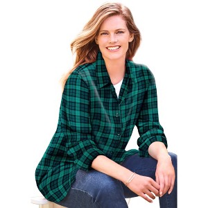 Woman Within Plus Size Classic Flannel Shirt - 1 of 4