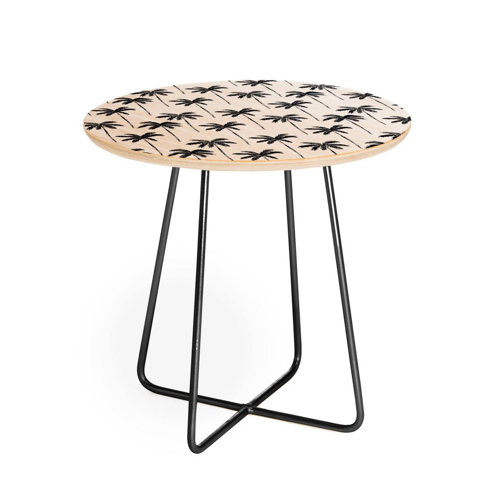 Photos - Coffee Table Round Little Arrow Design Co Watercolor Palm Tree In Black Side Table Blac