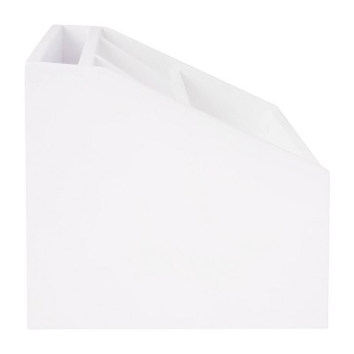 White Wooden Desktop Organizer with Open Storage Compartments