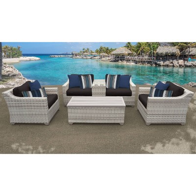 Fairmont 6pc Patio Seating Set with Cushions - Black - TK Classics